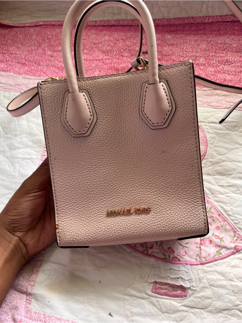 Michael Kors Blush Pink Pebbled Leather Mini Tote